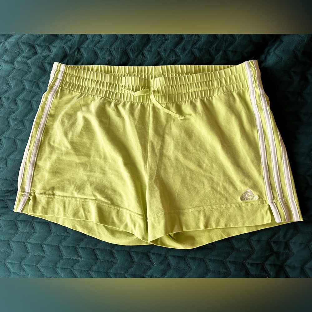 Adidas athletic shorts women’s size Large.